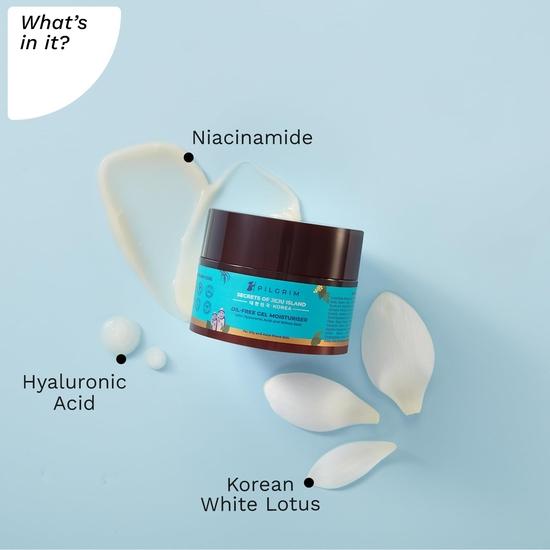 Gel hydratant coréen sans huile Pilgrim pour peaux grasses, à l'acide hyaluronique et aux extraits d'écorce de saule | Hydratant visage | Hommes et femmes | 50 g