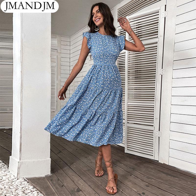 

Летнее ретро женское шикарное длинное платье миди без рукавов с высокой талией и цветочным принтом