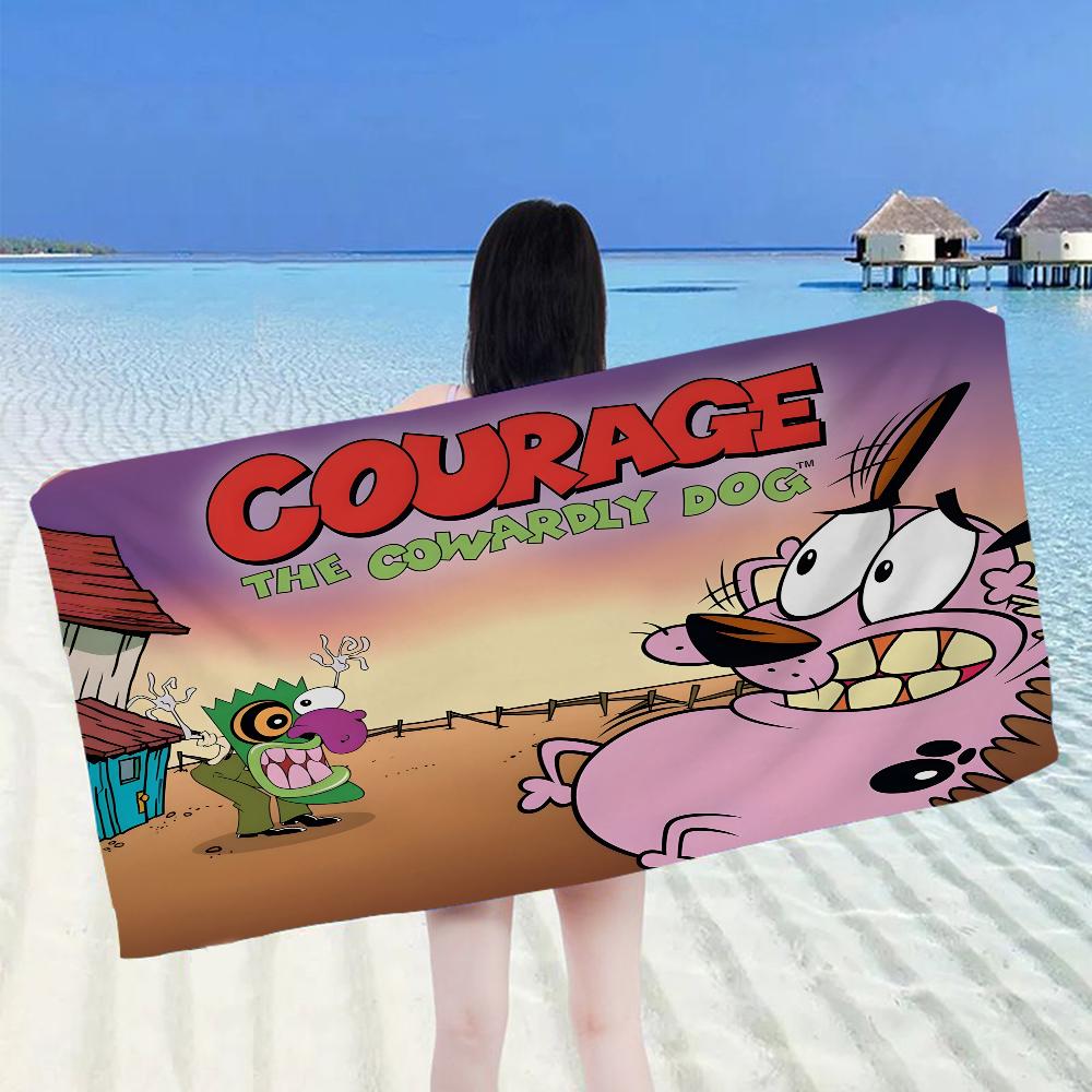 C-CORAGGIO Il Cane C-Codardo Telo Mare Asciugamano da Bagno Colorato per Ragazza Microfibra Asciugatura Rapida Personalizzato Senza Sabbia Spiaggia Palestra Piscina