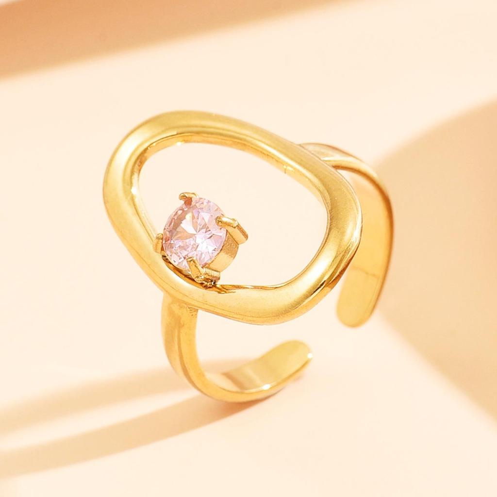 Women's Open Baroque Oval Geometric Ring In Stainless Steel