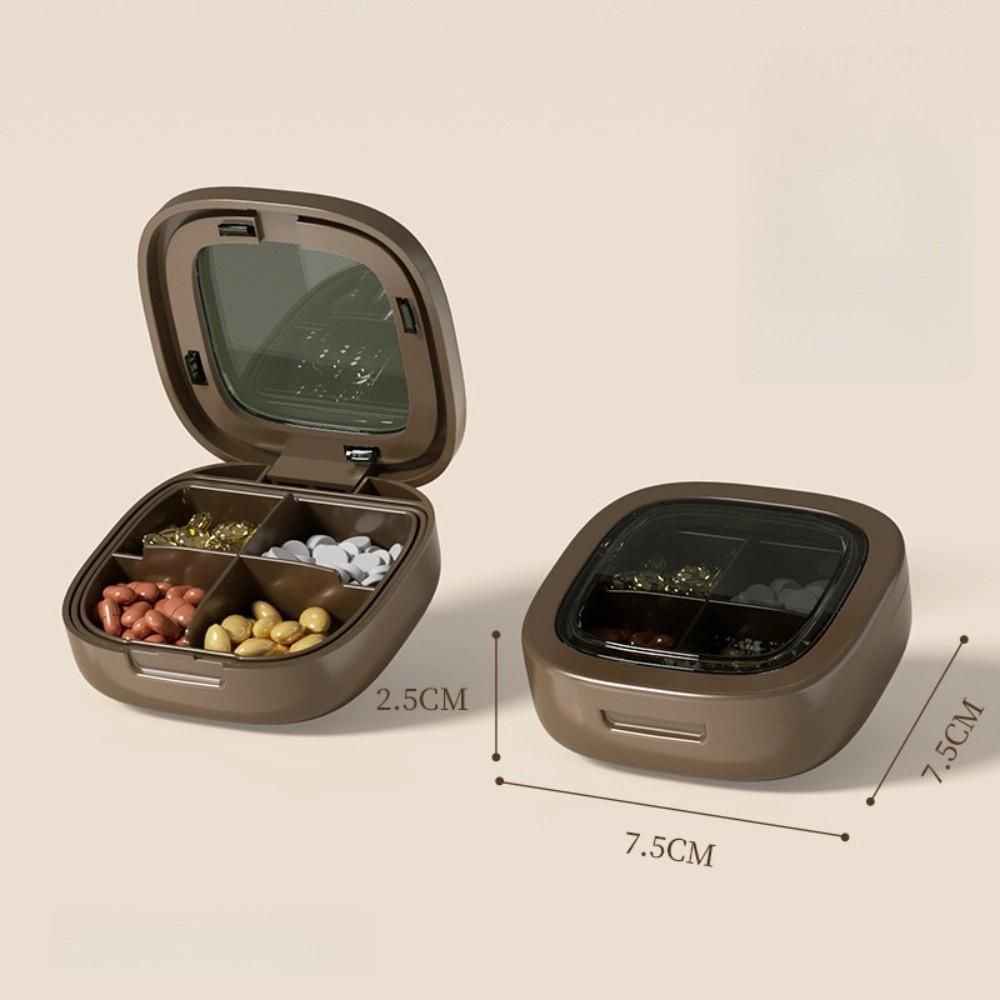 

Органайзер для таблеток с 4/6 отделениями, водонепроницаемый органайзер для лекарств, мини-контейнер для таблеток для витаминов 4 Grids-Coffee