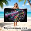 Motorcycle Biker Theme Quick Dry Beach Towel Custom Name Text Print Large Sand Resistant Towel Beach Vacation