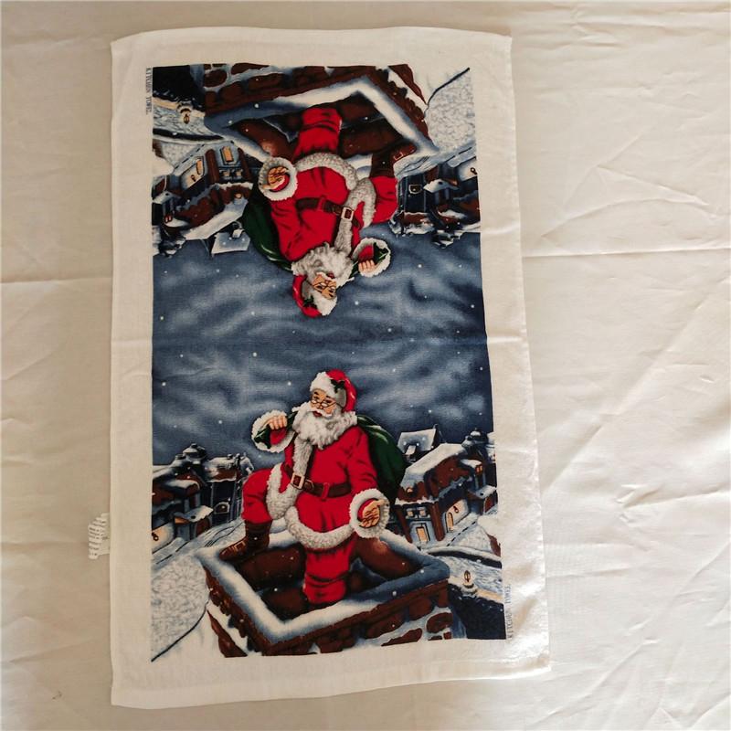 1Pc Christmas Series Printed Cotton Tea Towel Kitchen Dishcloth Cleaning Tool Xmas Party Decor Gift