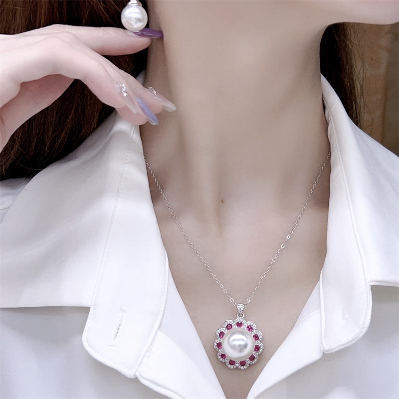 French Retro Pearl Inlaid Jewelry Set: Elegant Ring, Earrings & Necklace