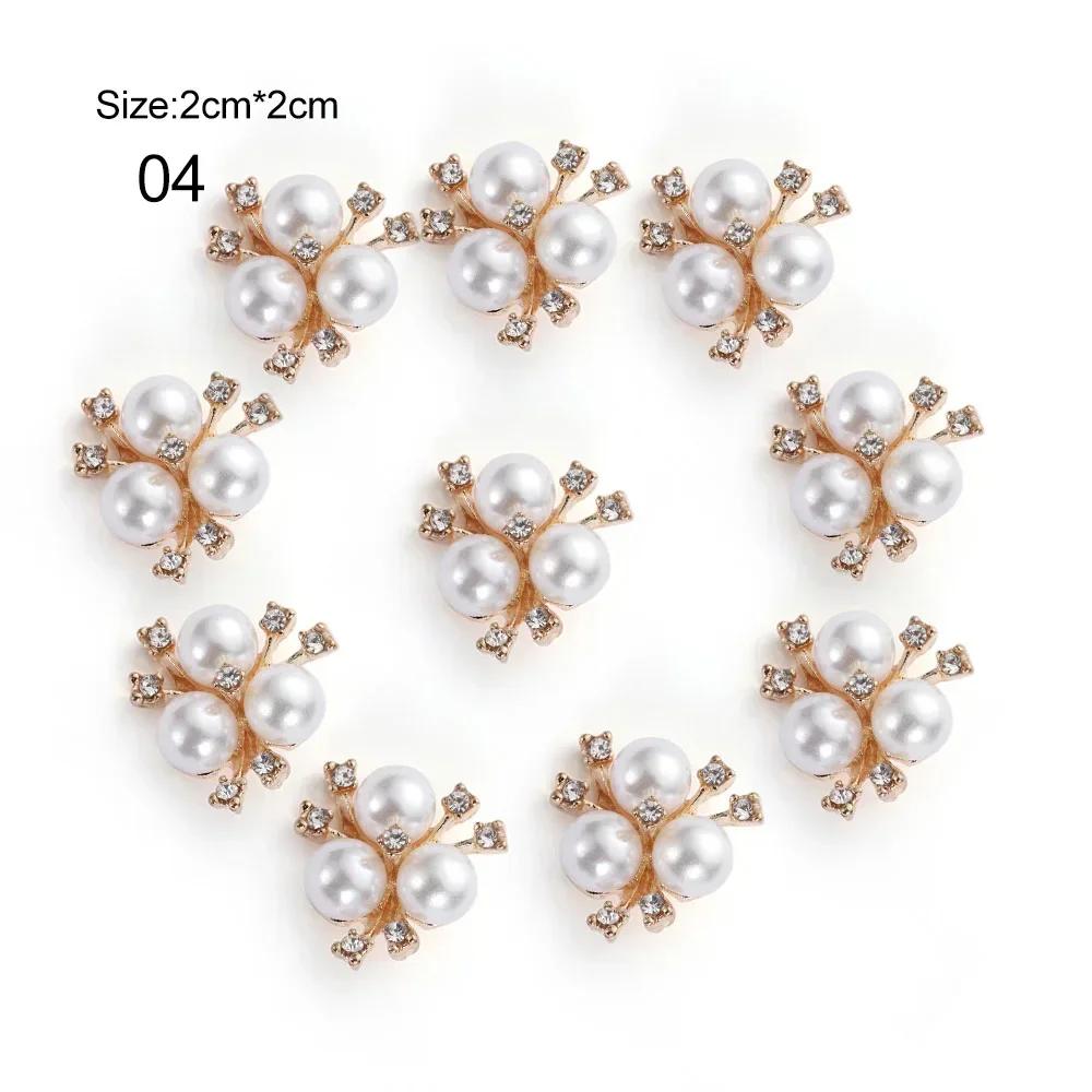 Boutons Strass Fleur 25 mm Bouton Perle Vêtements DIY Alliage Diamant Cryustal Accessoires Noeud Vêtement Décoratif Couture