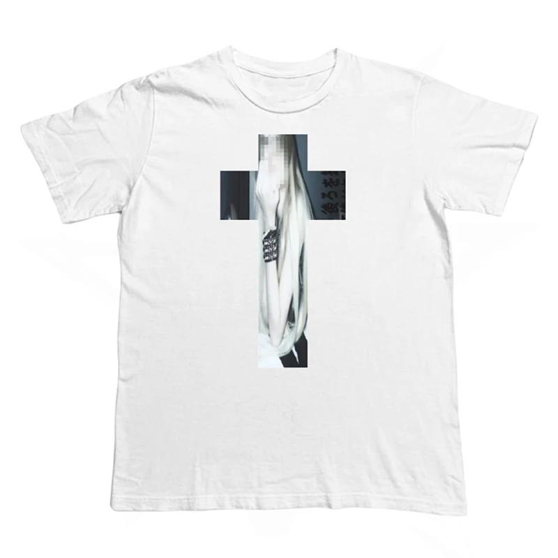 Cross Hip Hop Harajuku flat Print 100% pure cotton T-shirt Street Punk men's short-sleeved T-shirt Retro Gothic Y2Kt T-shirt