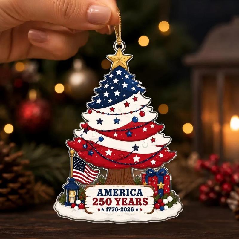 Patriotic Theme Acrylic Christmas Ornaments for the 250th U.S. Anniversary