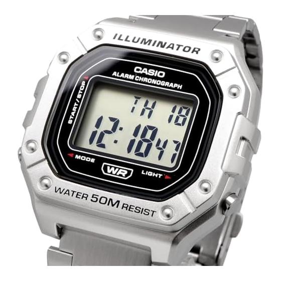 [Casio] CASIO Standard Digital Watch W-218HD-1AV Men's Cheap Casio Chipkashi Metal Band Silver Overseas Model [Parallel Import]