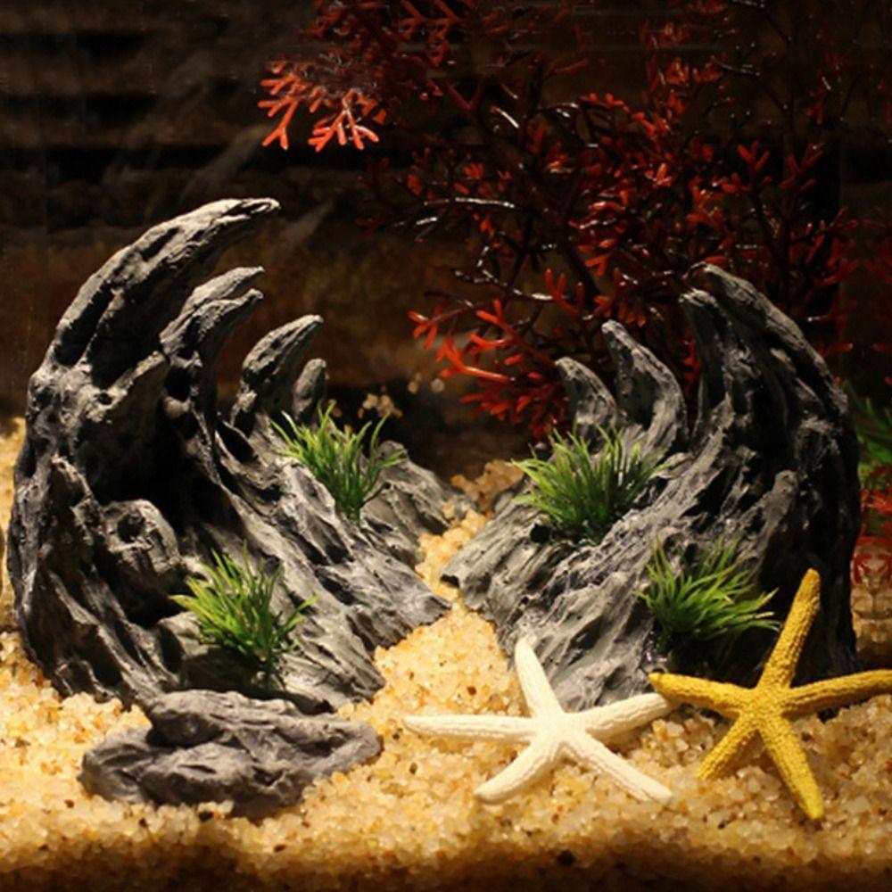 2pcs/set Resin Dragon Bone Landscaping Stones Lifelike Fish Hiding Cave Shelter  Fish Tank