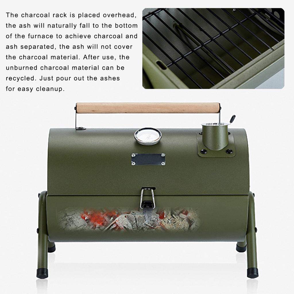 Red / Green Portable BBQ Grill Thickened Charcoal Barbecue Stove Pit Patio Yard Meat Cooker Set for Camping Picnic Outdoor