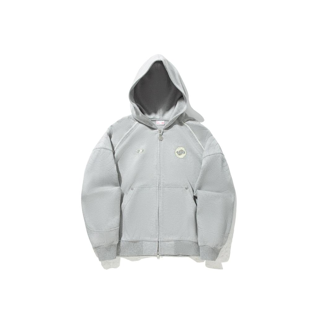 Li Ning Trendy Sports Series Hooded Zipper Loose Solid Color Printed Sweatshirt Women Sweatshirt AWDVE52-2