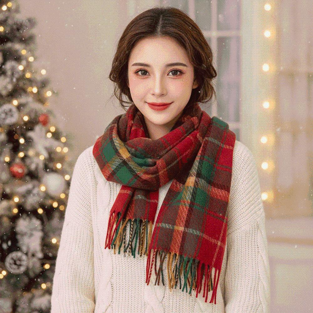 Plaid Cashmere Neckwear Classic Gingham Shawls Warm Stoles Tartan Mufflers Party
