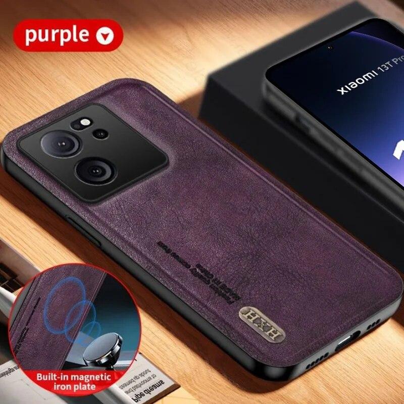 

Чохол для Xiaomi 13T Pro 5G Magnetic Vintage Matte Leather Back Cover Xiomi Mi13T Mi 13 T T13 Soft Edges Full Lens Protect Shell For Xiaomi 13T Pro фіолетовий