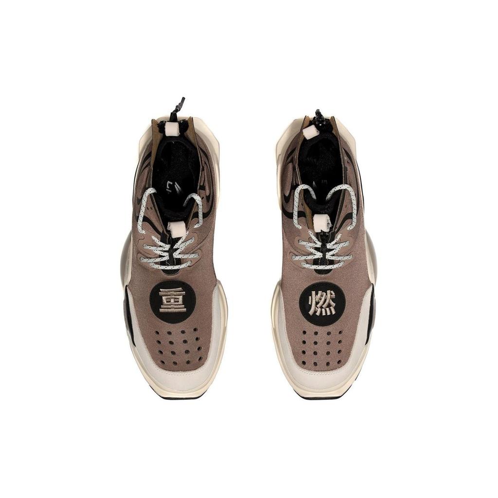 Li Ning Reignite Shock Absorption Non-Slip Wear-Resistant High-Top Retro Basketball Shoes Men sneakers Brown AGBN052-2