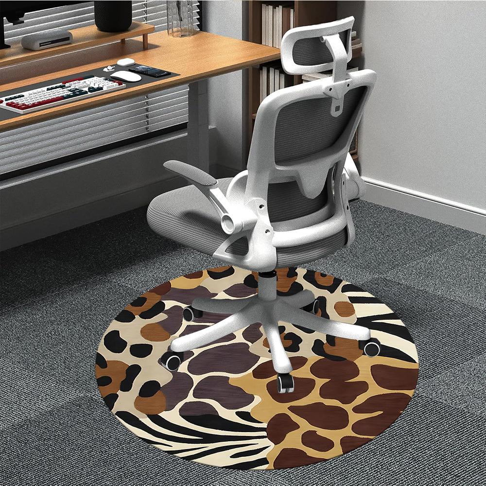 

1pc Animal Prints Office Round Rug, Non-slip, Soft and Durable Office Rug for Interior Decoration, Perfect for Office, Beautiful Decoration yy26032401 80cm by 80cm