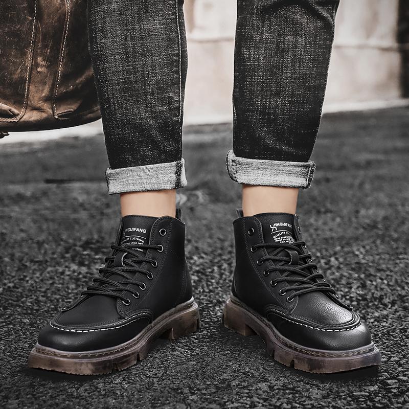 New Fashion Autumn And Winter Men's High Top Martin Boots Students Male Boys Trending Soft Sole Work Shoes Labor Protection Martin Sneakers