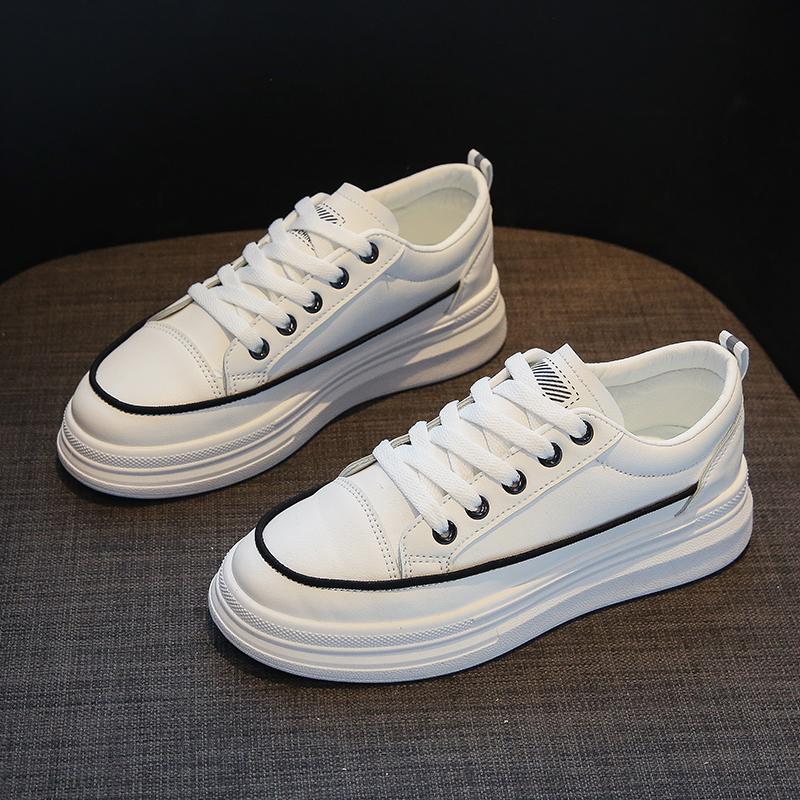 New Style Casual Sports Shoes Lace -Up Midsole Shoes Comfortable Soft Bottom Low Cut Soft Bottom Ladies White Shoes Shoes