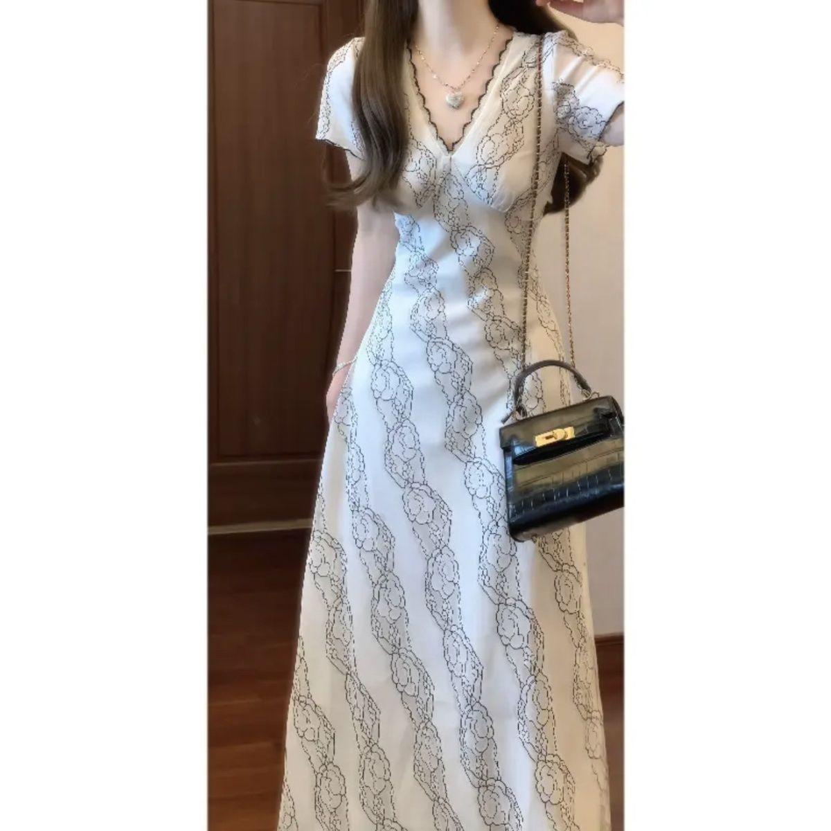 

Летнее миди-платье из французского кружева 2025 - Элегантное комбинированное длинное платье цвета на картинке M (Flexible 105-115)