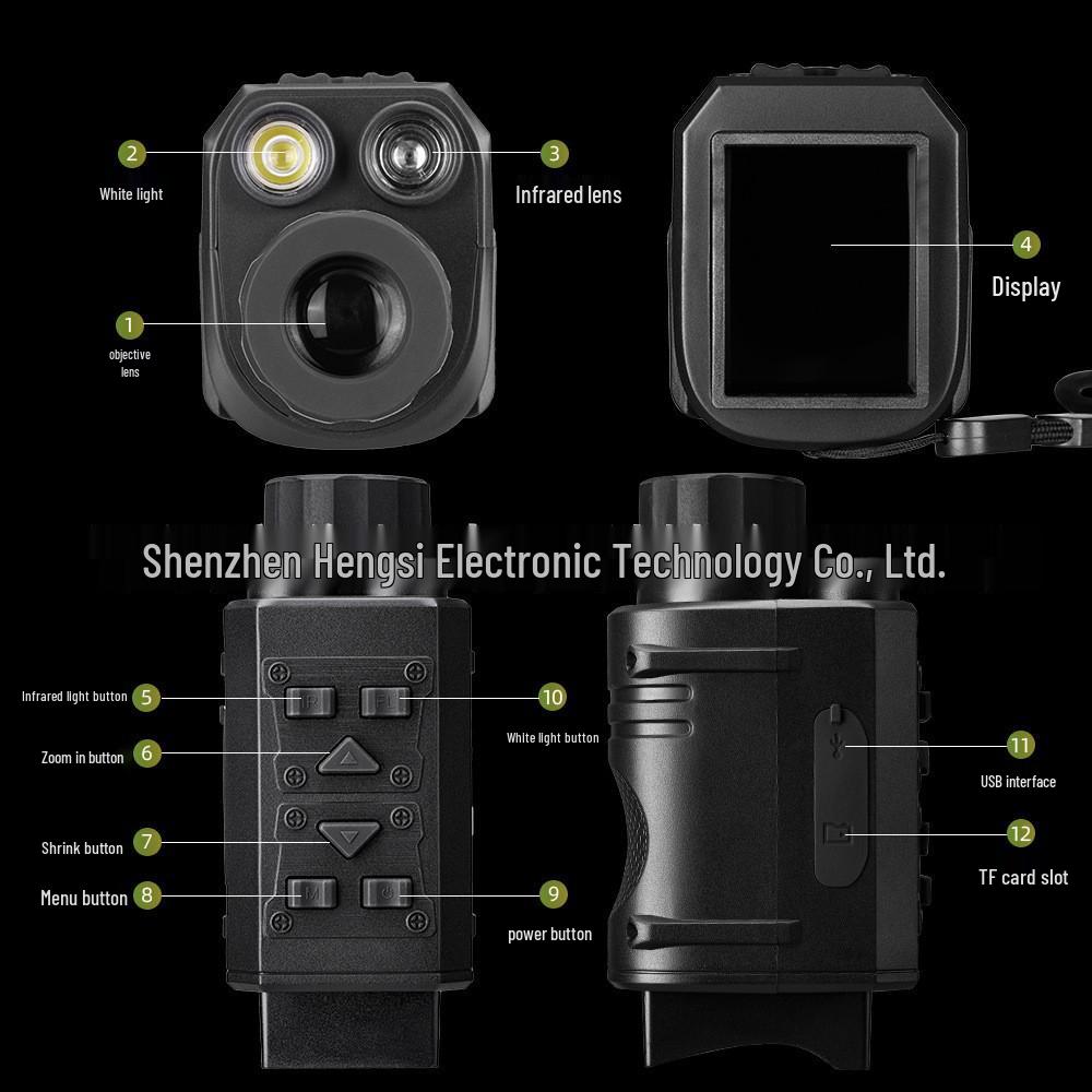 4K 12x Monocular Infrared Night Vision Telescope with Photo and Video Capability