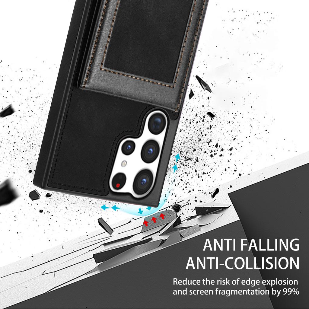 N.BEKUS For Samsung Galaxy S25 Ultra Case RFID Blocking Leather+TPU Phone Cover with Card Slots