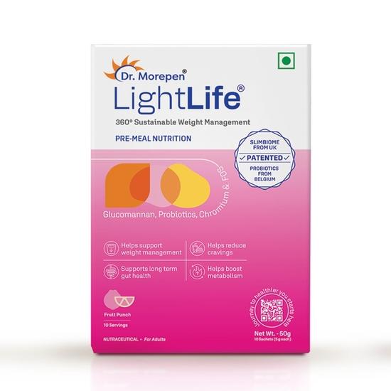 Dr. Morepen LightLife Pre-Meal Nutrition Mix by Dr.Morepen | Refreshing Fruit Punch Flavor | Ideal for Men & Women | 10 Sachets | 50g