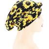 Milk Silk Print Braided Head Cap Hair Loss Hood Hat Twisted Braid Headwear (Sunflower) - DD01