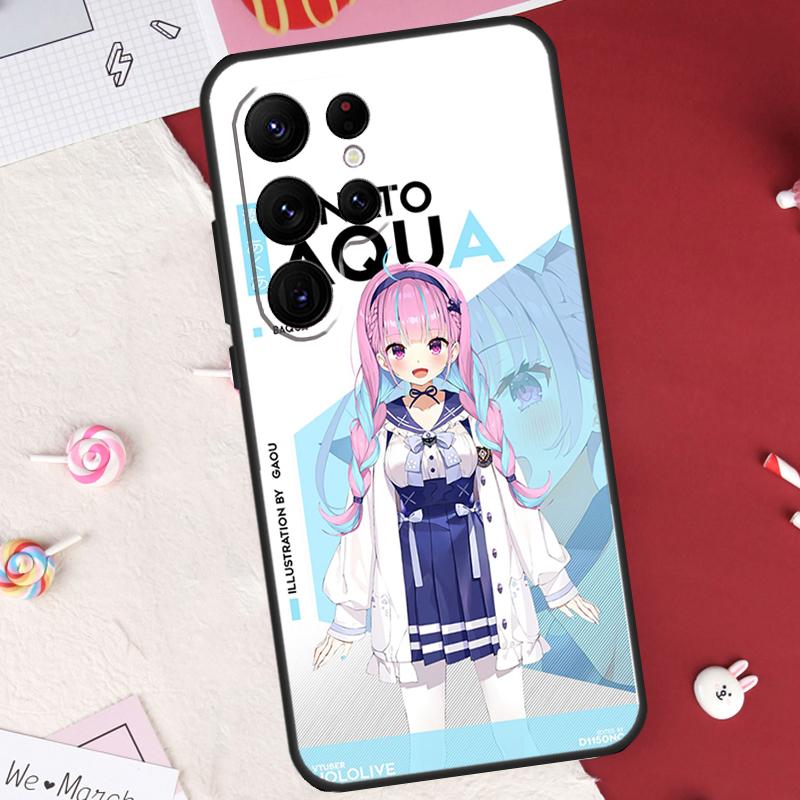 Minato Aqua Hololive Case For Samsung Galaxy S26 Ultra S23 S22 S21 S20 S24 S25 Ultra S10 Plus S25 FE Cover Shell