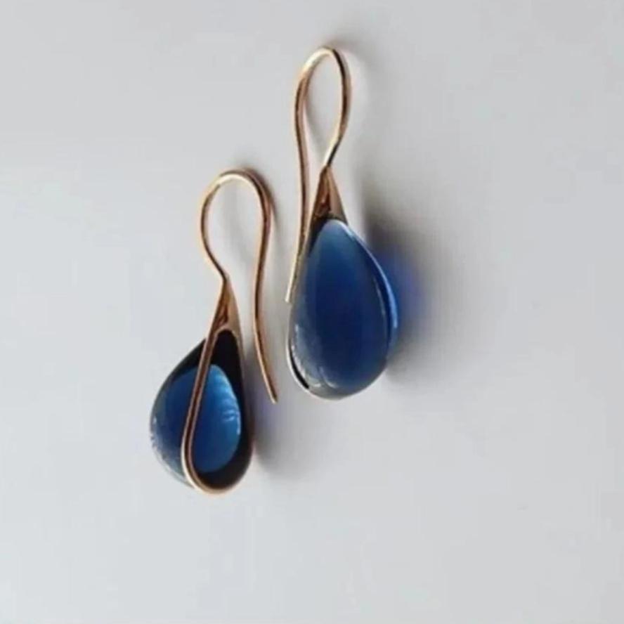 

Новые 1 пара серег-капель с опалом, четырехцветные, простые, с драгоценными камнями, модные, ювелирные аксессуары для женщин, дизайнерские серьги синий