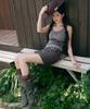 Moleubeu13 Faded Belted Miniskirt