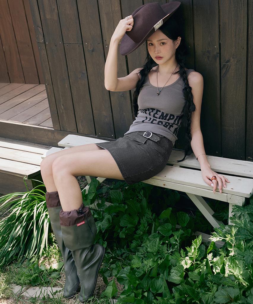 Moleubeu13 Faded Belted Miniskirt