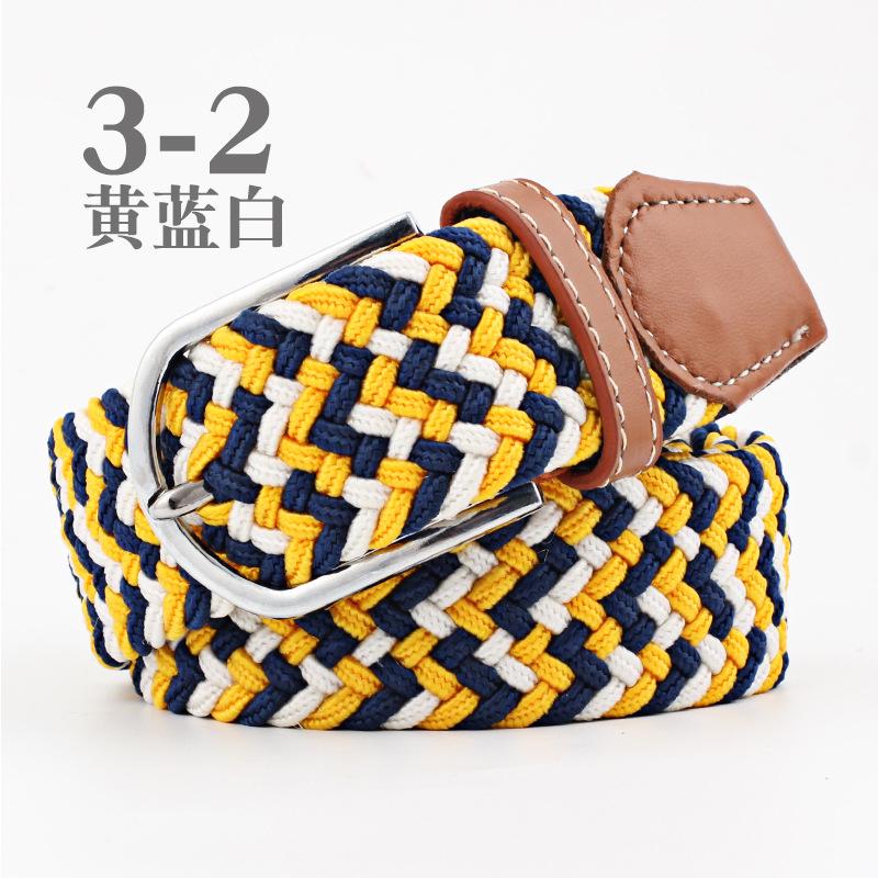 Women Casual Knitted Pin Buckle Without Holes Men Belt Woven Canvas Elastic Expandable Braided Stretch Belts for Female Jeans