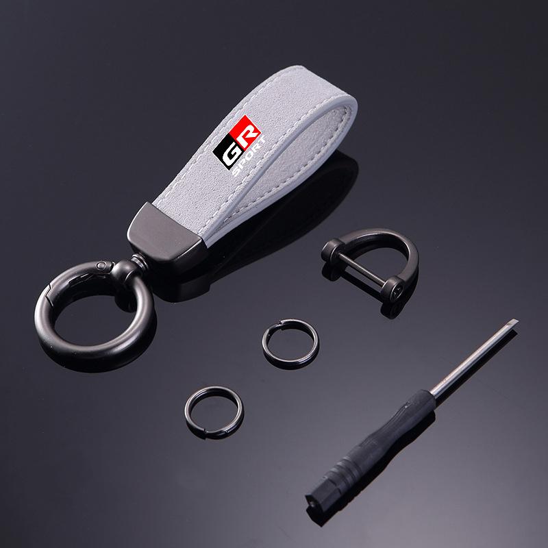 

Leather Car Emblem Key Chain Ring Keychain Auto Keyring For Toyota GR Gazoo Racing Supra Corolla Parts Sport 86 Yaris Decoration