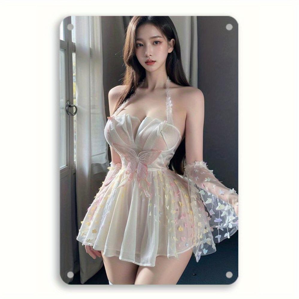 Vintage Floral Dress Metal Tin Sign Wall Art for Home Bar Cafe Decor 20x30cm