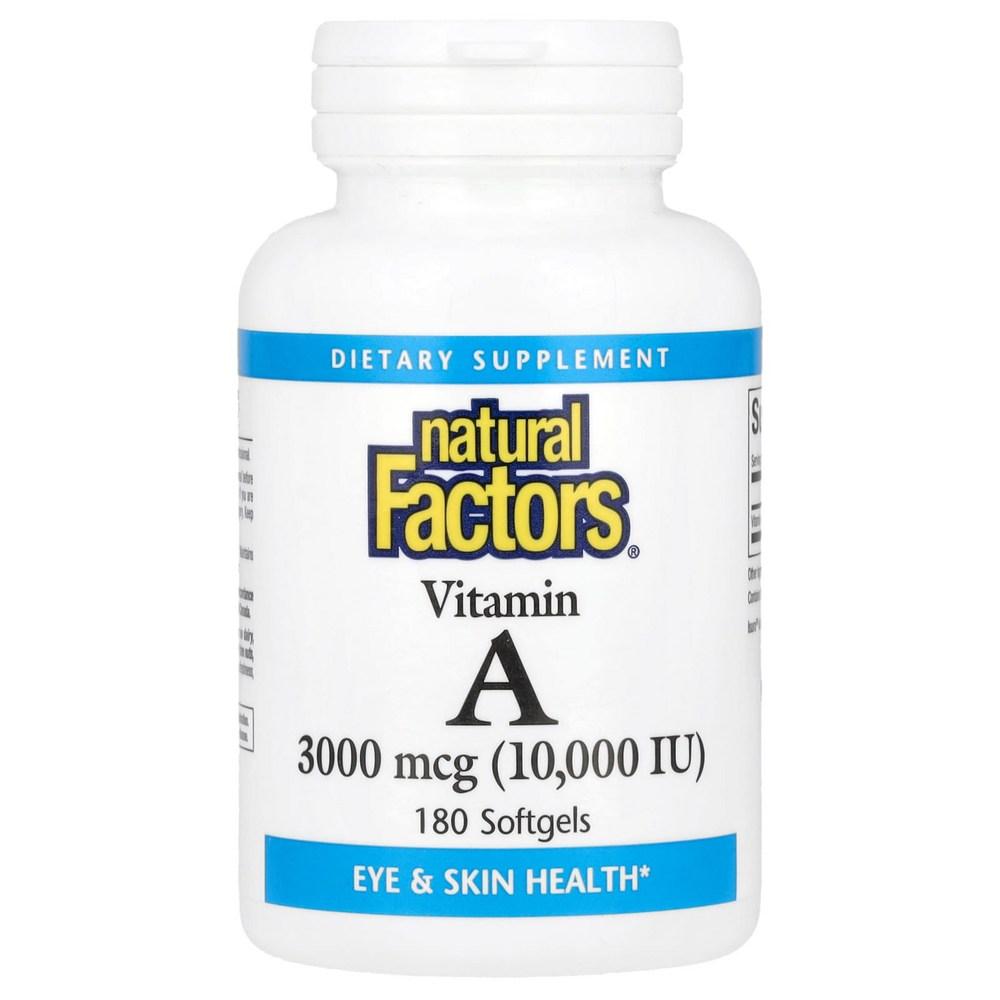 Natural Factors Take care of your health. Vitamin A 3,000mcg 10,000IU Softgels 180 Tablets. Live a long, long life until 100.