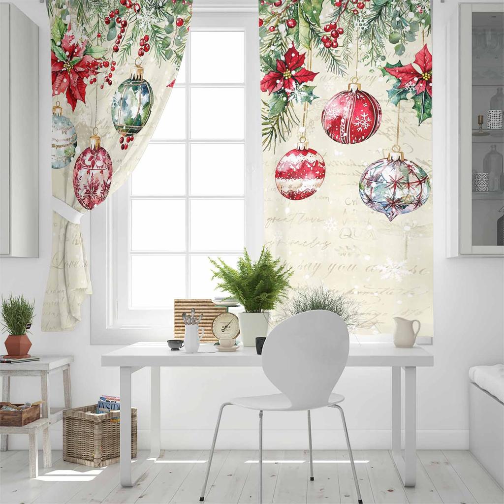 Jagody poinsecji Liście cedru Świąteczne płatki śniegu Zasłony zaciemniające do salonu sypialni Dekoracja okienna Żaluzje Zasłony