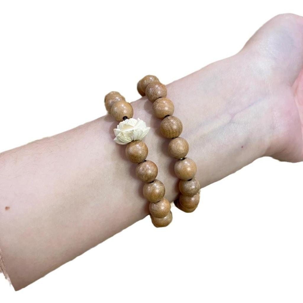 Chinese-Style Natural Peach Wood Double Circle Bracelet - Versatile Wenwan Accessory for Women & Couples.