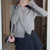 New Gray Knitted Cardigan Women's Autumn Exterior Design Sweater Jacket Early Autumn Thin Long-sleeved Top Women