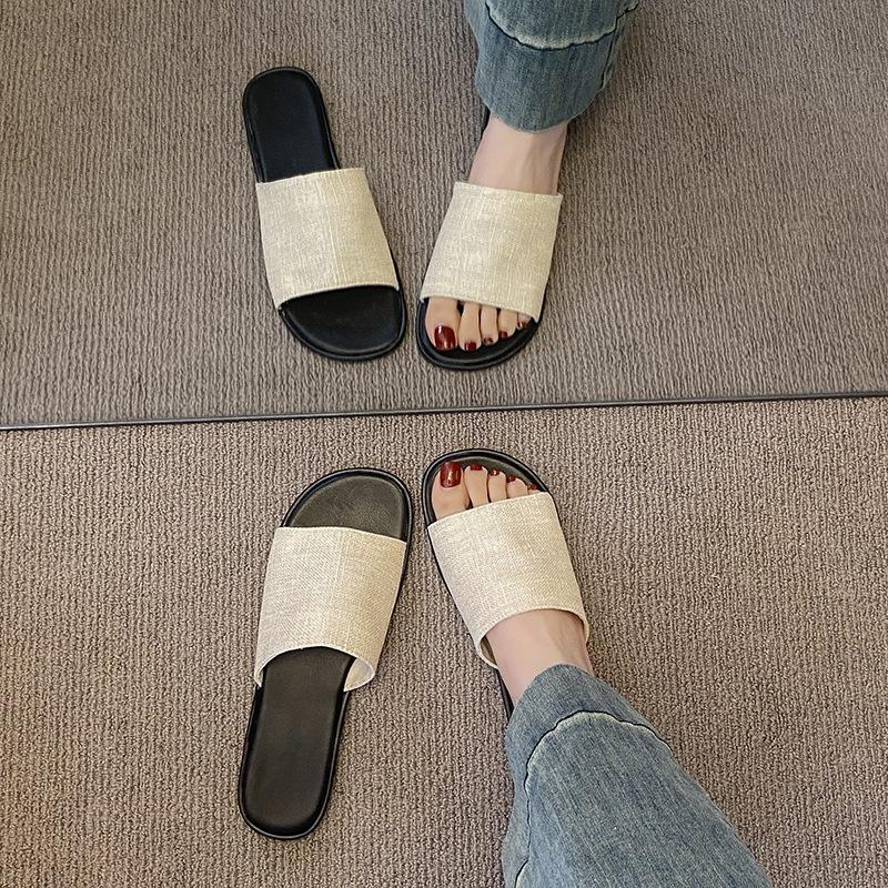 

One-word slippers women s summer vacation beach shoes new casual open-toed flat-bottomed non-slip cool slippers 35