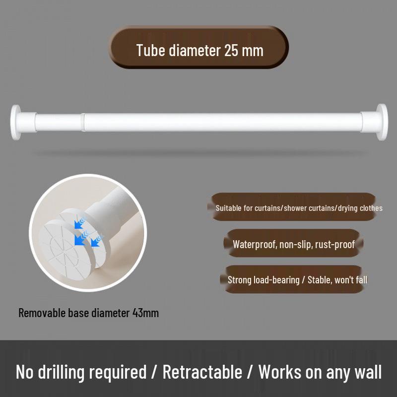 Universal No-Punch Shower Curtain & Clothes Drying Rod