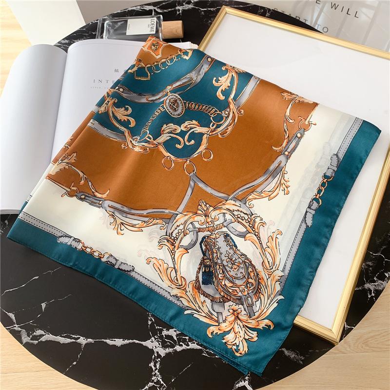 

Luxury Silk Feeling Square Scarf Women Print Satin Headscarf Summer Silk Shawl Hair Band Foulard Bandana Echarpe Tie Wraps 70X70cm