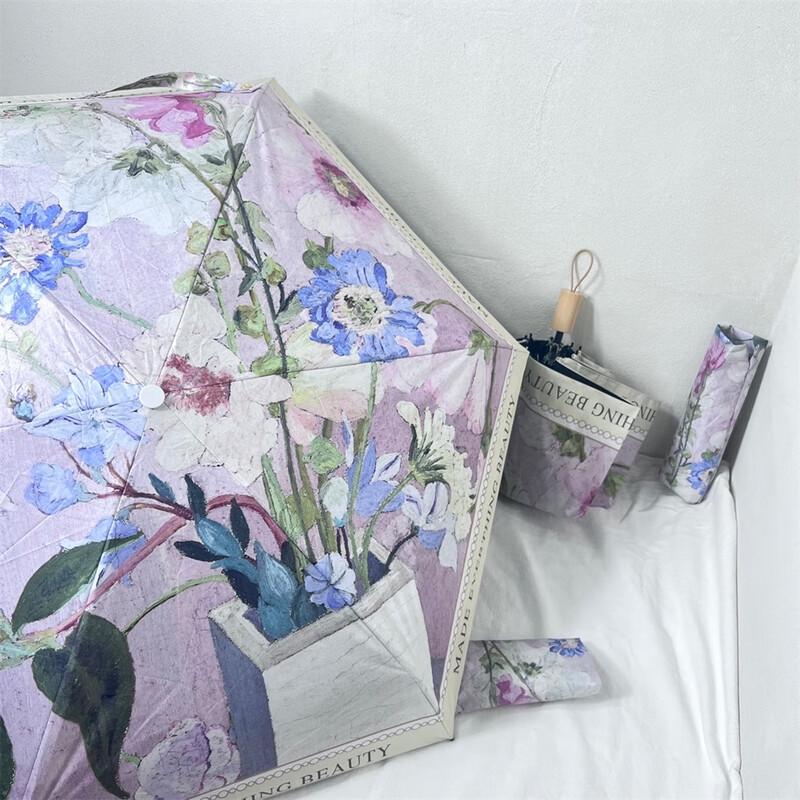 OIMG Retro Oil Painting Folding Sun Umbrella