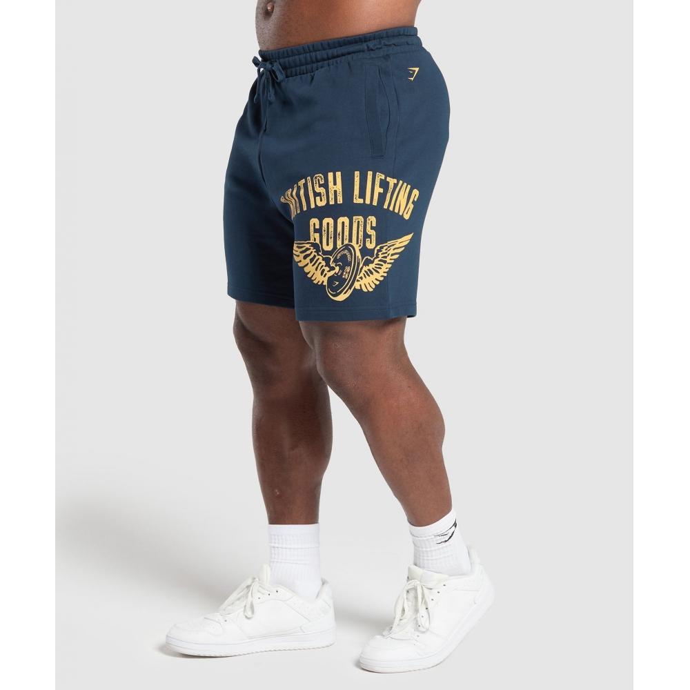 

Gymshark British Lifting Goods Графические шорты темно-синие A1c3y Ub9p