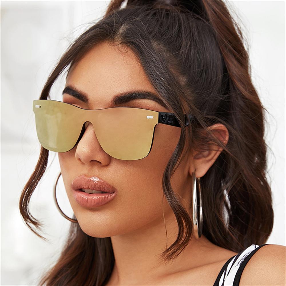 New Square Mirror Sunglasses Men Women UV400 One Piece Lens Fashion Brand Design Driving Eyewear Sun Glasses