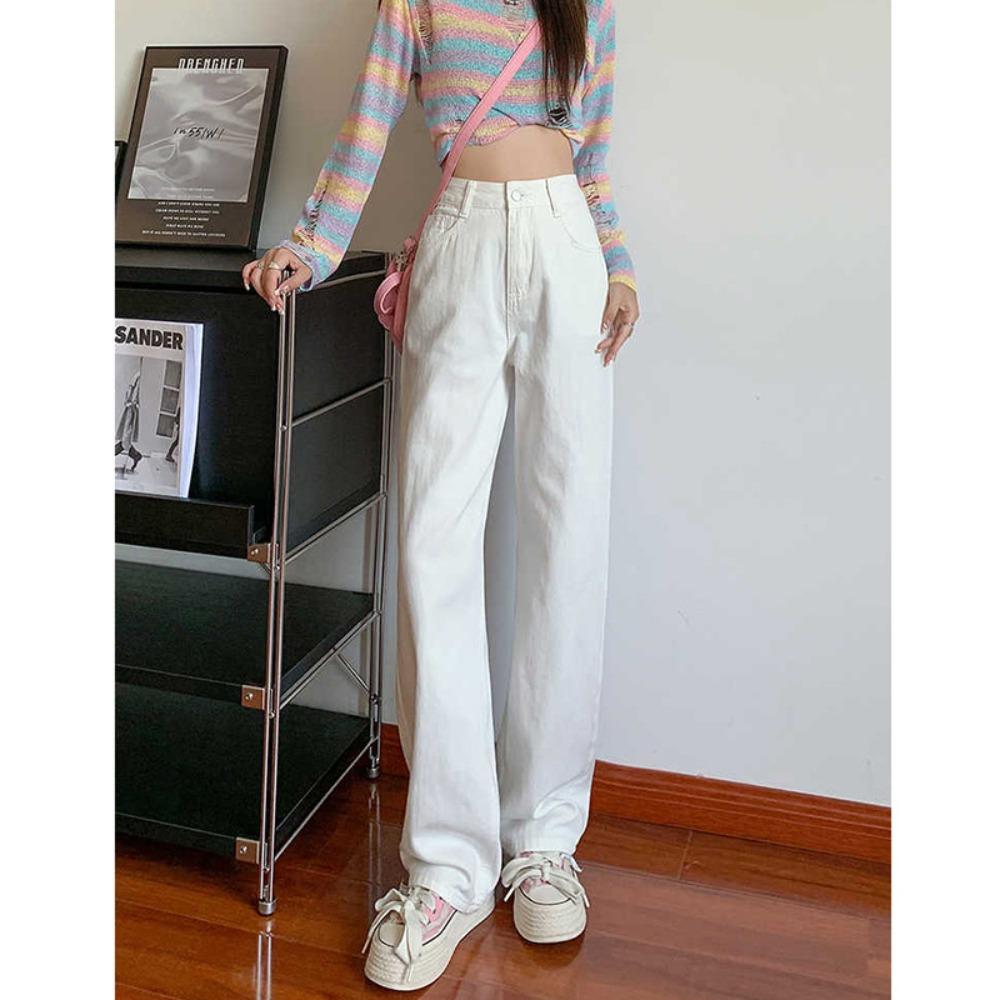 High Waist Wide Leg Jeans Damen Frühling und Herbst neu kleine lockere und dünne Trend gerade schmale Version Wischhose