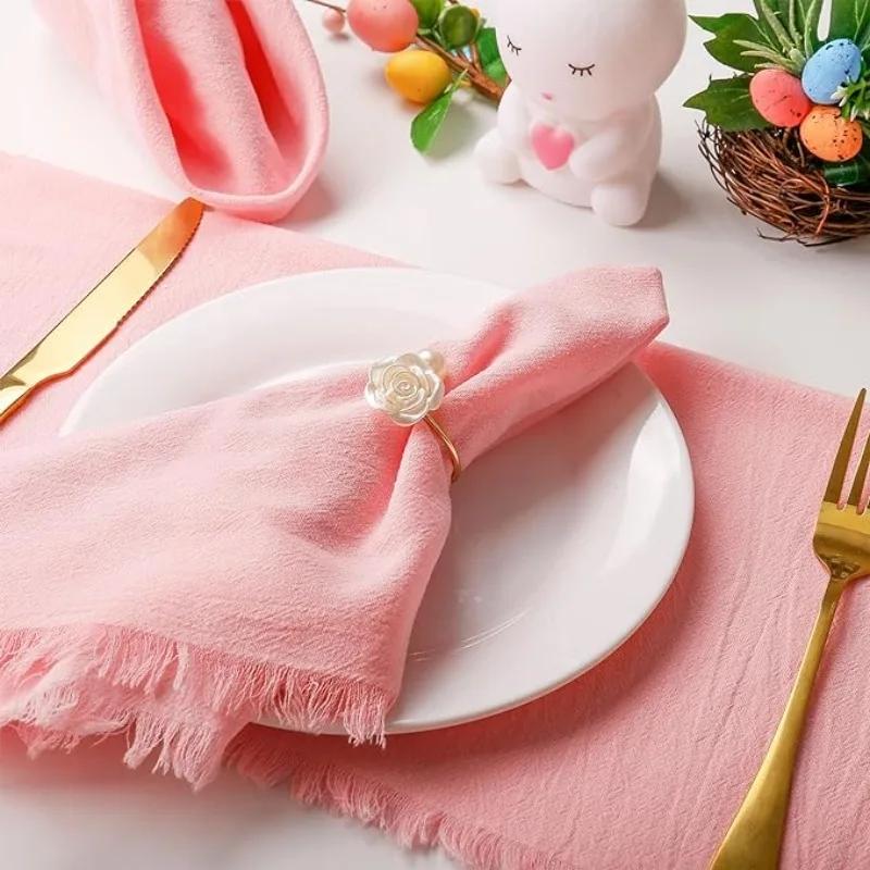 96 Stück Valentinstag Hochzeit Perlen Serviettenhalter Rose Kreativer Runder Perlen Serviettenring Musterraum Hotel Papiertuchring