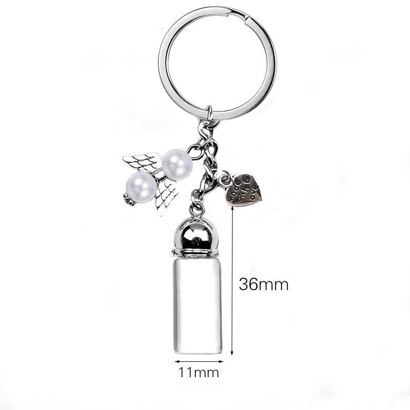 Chaveiro de Garrafa Vazia de Vidro Pingente Transparente Frascos de Óleos Essenciais Perfume Mini Garrafa dos Desejos Chaveiro Para Artesanato DIY