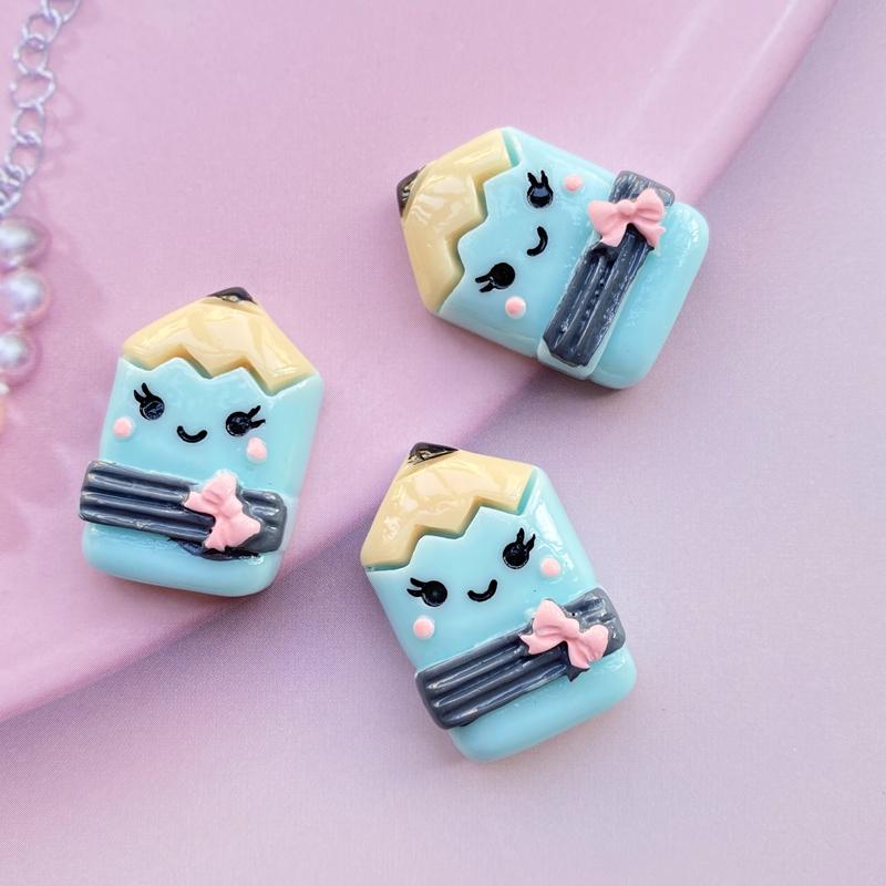 8pcs/Lot Hand Painted Kawaii Resin Mixed Mini Stationery Flatback Cabochons For Hair Bow Centers DIY Scrapbooking Decor D40