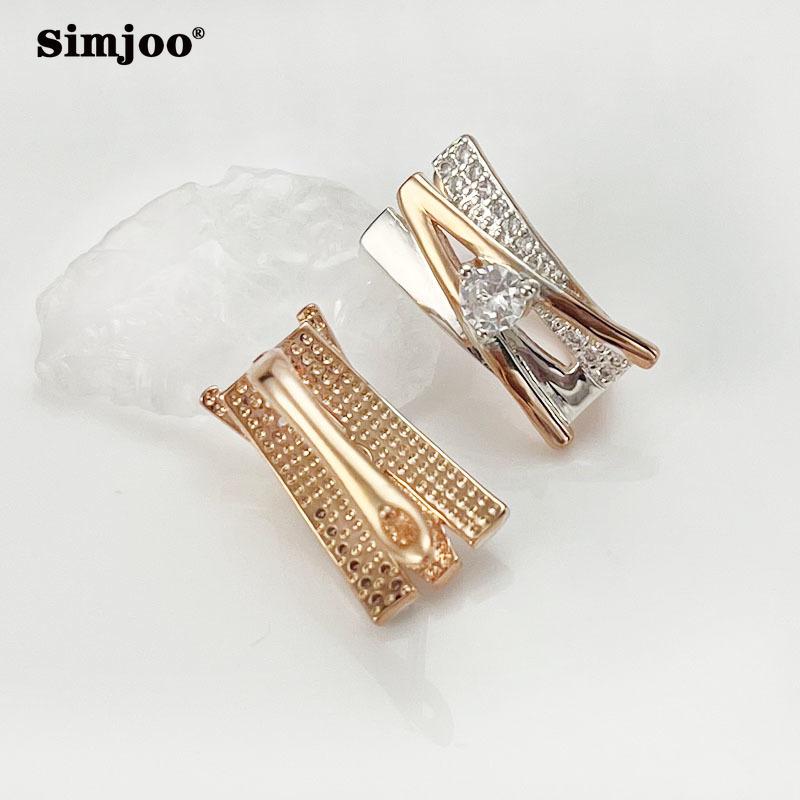 SIMJOO Zircon Earrings Rose Gold Color Hollow Earrings for Women