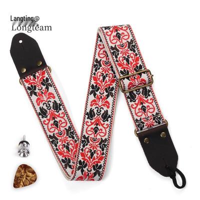 Longteam Gestickter Gitarrengurt für Akustik-, E-Gitarre & Bass Zubehör