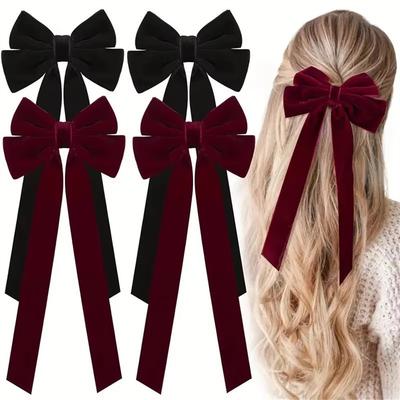 Winter Samtgürtel Doppelschleife Haarnadel Haaraccessoires Modisch und Schlicht Vielseitig Prinzessin Entenschnabelspange Haarnadel
